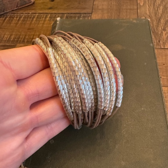 Gillian Julius Taupe and Textured/Hammeres Silver Bracelet - Picture 4 of 10